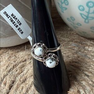 Sterling Silver White Buffalo  Bypass Ring